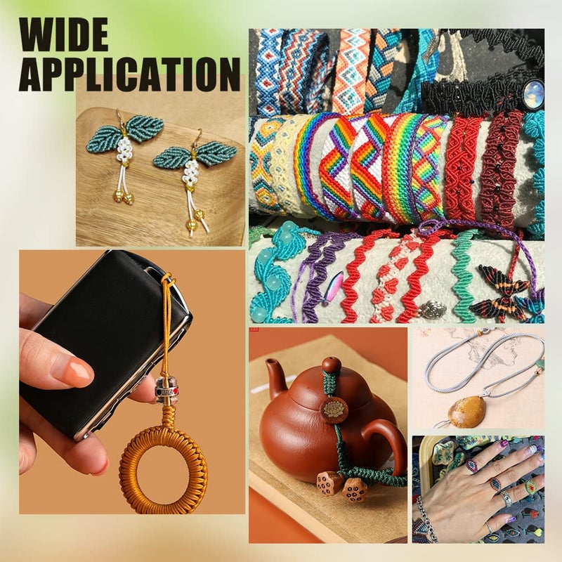 PH PandaHall 600 Yards 0.8mm Nylon Beading String Cord 6 Colors Chinese Knotting Cord Nylon Kumihimo Macrame Thread Braided Lift Shade Cord for Friendship Bracelets Christmas Tree Ornament Hair Decor - Image 3